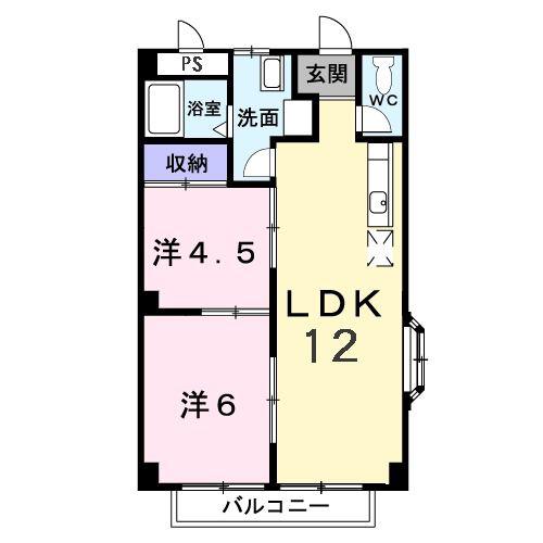 エルシャルマン(2LDK/2階)の間取り写真