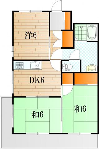 マンションヴィラ(3DK/2階)の間取り写真