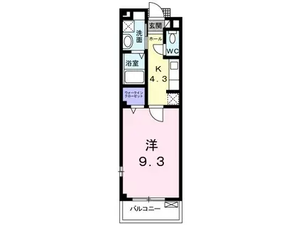 クラリス(1K/2階)の間取り写真