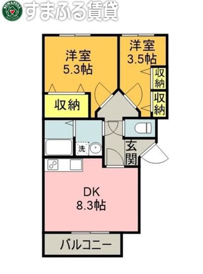 プレステージT(2DK/1階)の間取り写真