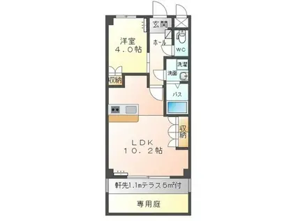 コンフィード原島(1LDK/1階)の間取り写真