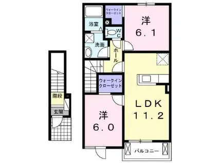 ル ノアI(2LDK/2階)の間取り写真