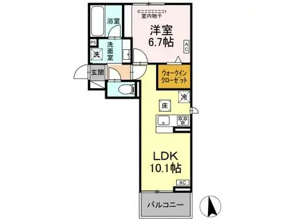 VERITE(1LDK/1階)の間取り写真