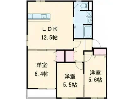 オスタリーパレス(3LDK/3階)の間取り写真