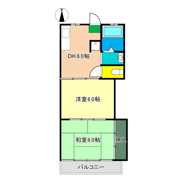 東山コーポ(2DK/2階)の間取り写真