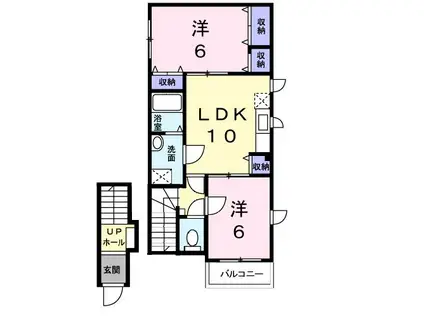 ヴィラ・フォレスト(2LDK/2階)の間取り写真