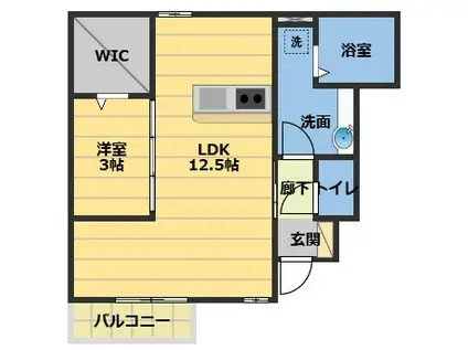 RESIDENCE高茶屋 A棟(1LDK/1階)の間取り写真