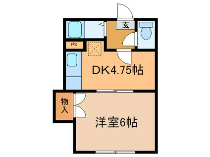 コーポルミナス(1DK/2階)の間取り写真