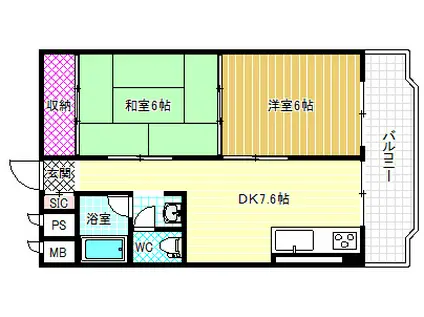 コーポ松原(2DK/2階)の間取り写真