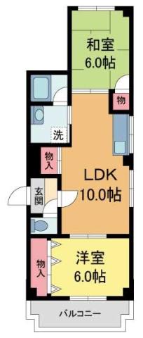 アダチイエムビル(2LDK/4階)の間取り写真