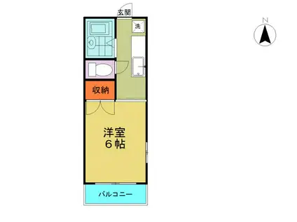 スカイピア高崎(1K/2階)の間取り写真