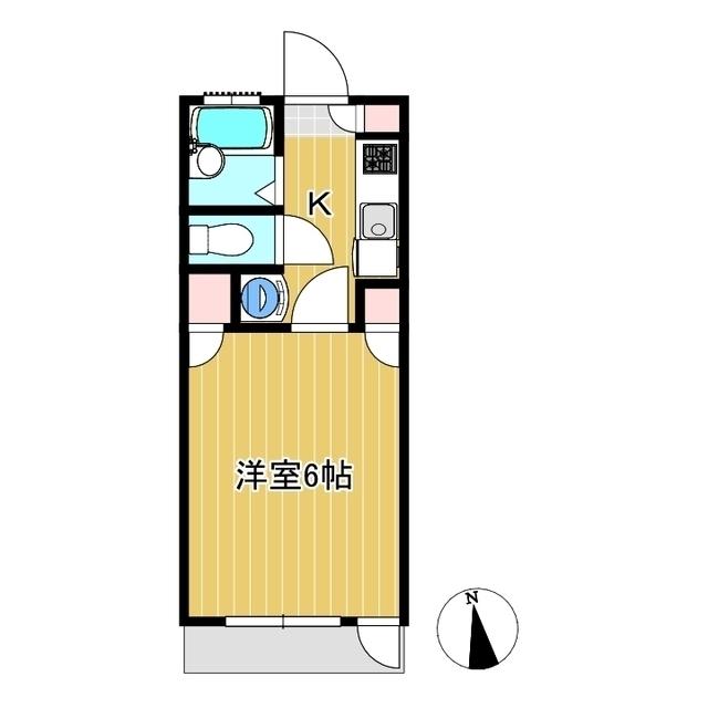 パールヴィラ北園(1K/2階)の間取り写真