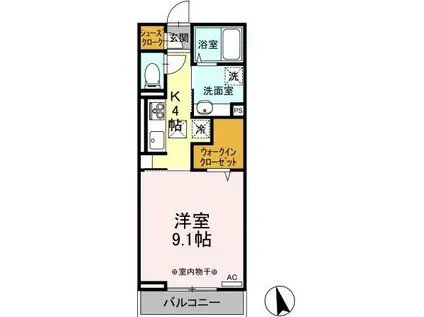 ジラソーレ雅(1K/3階)の間取り写真