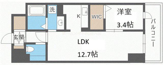 LASANTE梅田北(1LDK/4階)の間取り写真