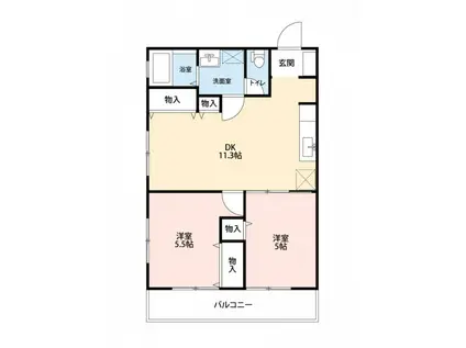 グランデージナカムラ(2LDK/3階)の間取り写真