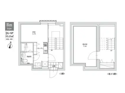 LEGALAND江古田(1SK/B1階)の間取り写真