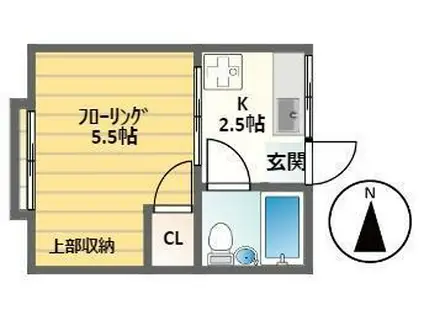 コーポウガイ(1K/2階)の間取り写真