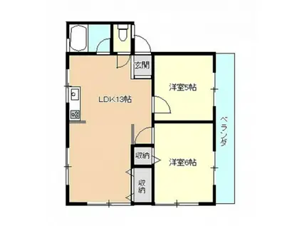 第1コーポ清流(2LDK/1階)の間取り写真