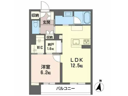 LUANA KAMISUGI(1LDK/2階)の間取り写真