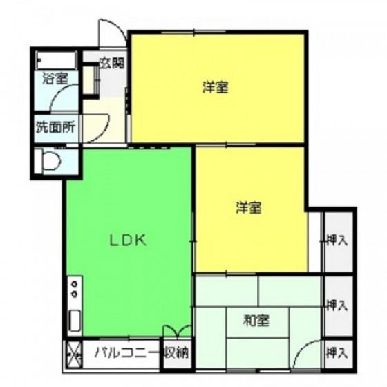 田坂ビル(3LDK/3階)の間取り写真