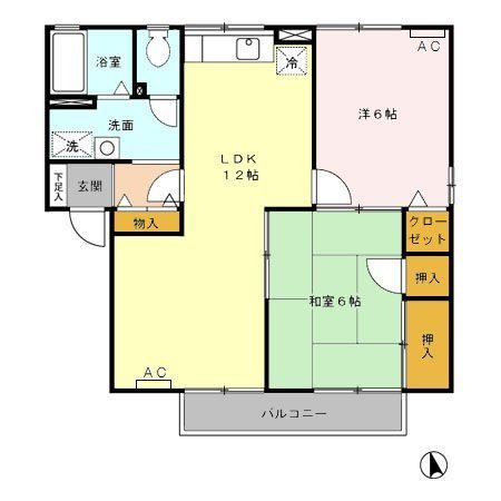 セジュール諏訪B(2LDK/2階)の間取り写真