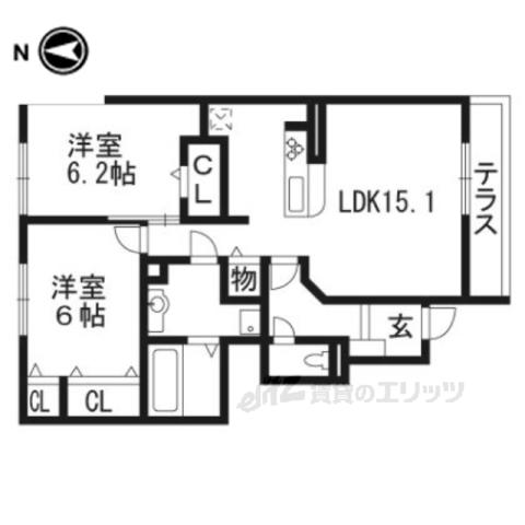 メゾン エスポワール(2LDK/1階)の間取り写真