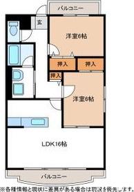 ブラウニィヒル(2LDK/1階)の間取り写真
