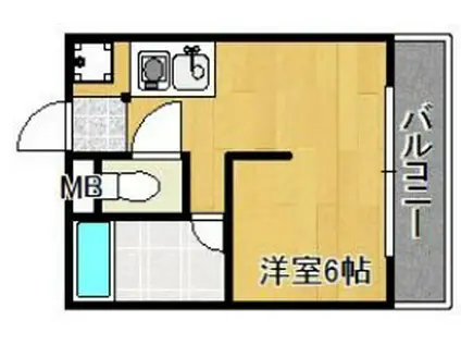 チャイナベル(1K/2階)の間取り写真
