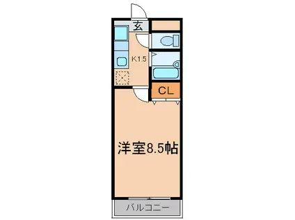 ハイライフ田幡(1K/2階)の間取り写真