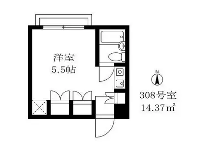 恵比寿ガーデンヒルズ(ワンルーム/3階)の間取り写真
