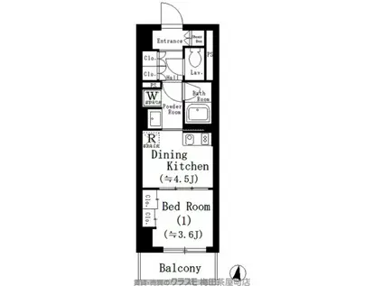 エル・セレーノ大阪天神橋(1DK/4階)の間取り写真