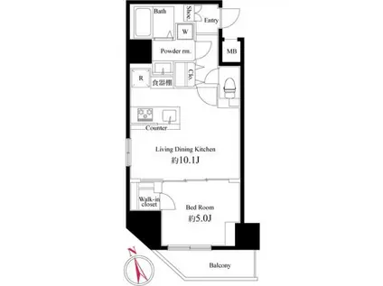 ハーモニーレジデンス浅草002(1LDK/3階)の間取り写真