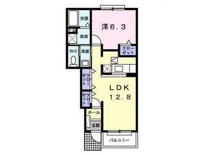 ベル・ソレイユ A(1LDK/1階)の間取り写真