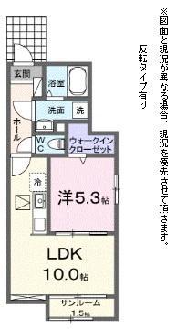 OAK・SERIO(1LDK/1階)の間取り写真