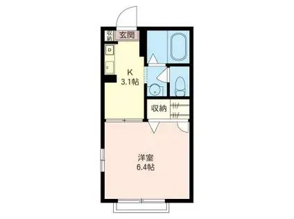 セブンスクエア(1K/2階)の間取り写真