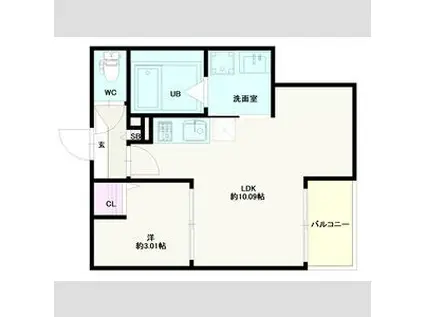 JACK SHUKUCHII(1LDK/3階)の間取り写真