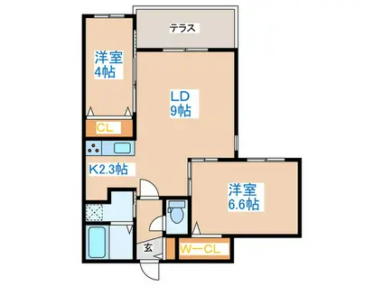 サクラブール宮の沢(2LDK/1階)の間取り写真