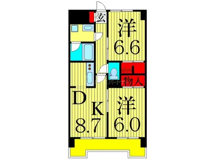 レジデンス奥戸(2DK/7階)の間取り写真