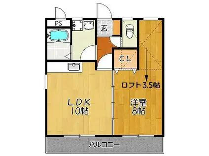 ジョイフルマンション(1LDK/2階)の間取り写真