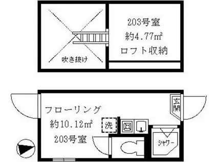 ティ・アーモタルト(ワンルーム/2階)の間取り写真