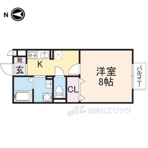 サンローズA棟(1K/2階)の間取り写真