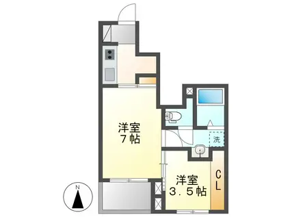 ボヌール Ⅰ(2K/1階)の間取り写真