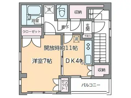 ロイヤルマキシム新大橋(1DK/2階)の間取り写真
