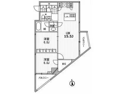 アーデン芝公園(2LDK/14階)の間取り写真
