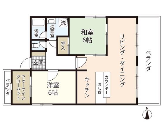 リヴァージュアメニティ住吉(2SDK/6階)の間取り写真