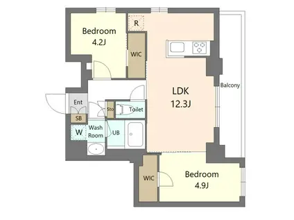 S-RESIDENCE北綾瀬(2LDK/4階)の間取り写真