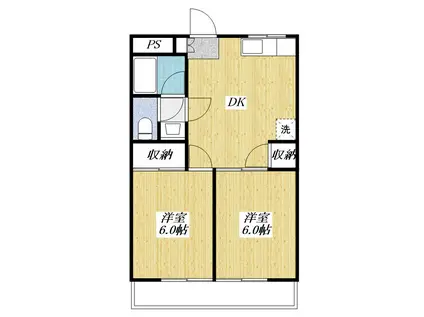 スカイコートケン(2DK/2階)の間取り写真