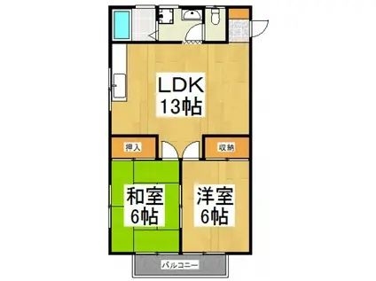 ハイツアサノ(2LDK/1階)の間取り写真