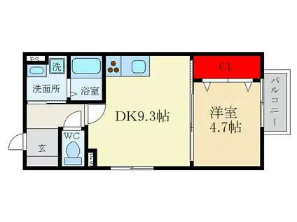 イリスコート忍ケ丘III(1LDK/1階)の間取り写真