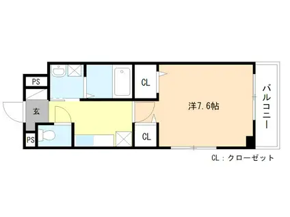 ヒカルサ京田辺大住(1K/1階)の間取り写真